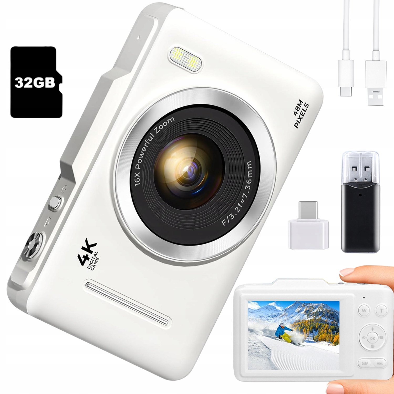 Přenosný Digitální Fotoaparát Hd 4K 48MP 16X Zoom 700MAH