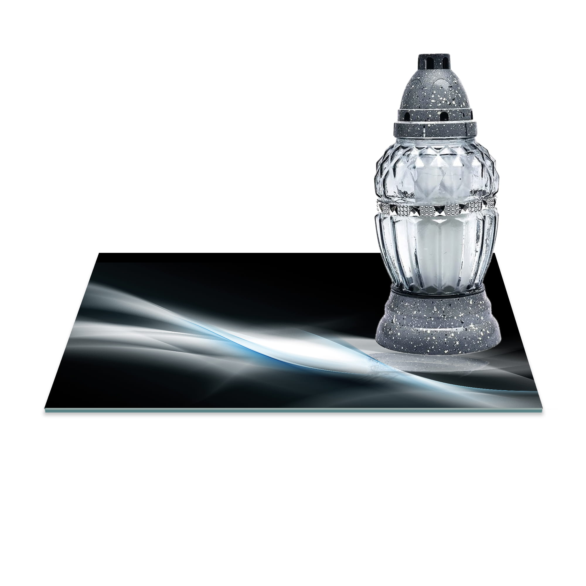 SZKLANA PODSTAWKA POD ZNICZE 30x20cm Popiel 125a