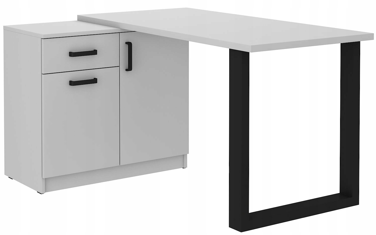 Rohový psací stůl s komodou 138x67 Malta Světle šedý