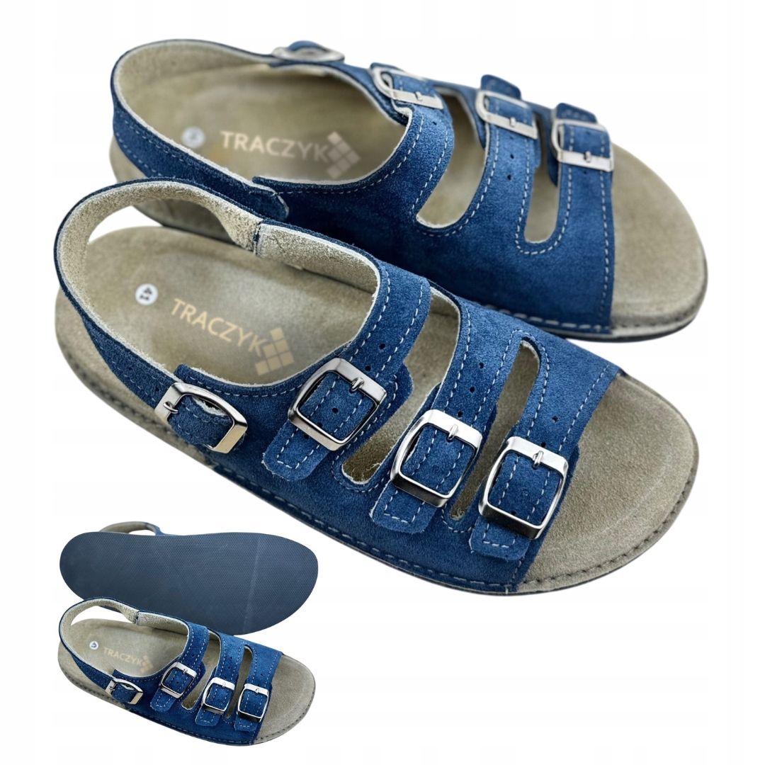 Sandály Traczyk Profilované Pohodlné Přírodní Kůže Námořnická Modrá Fusbet vel. 42