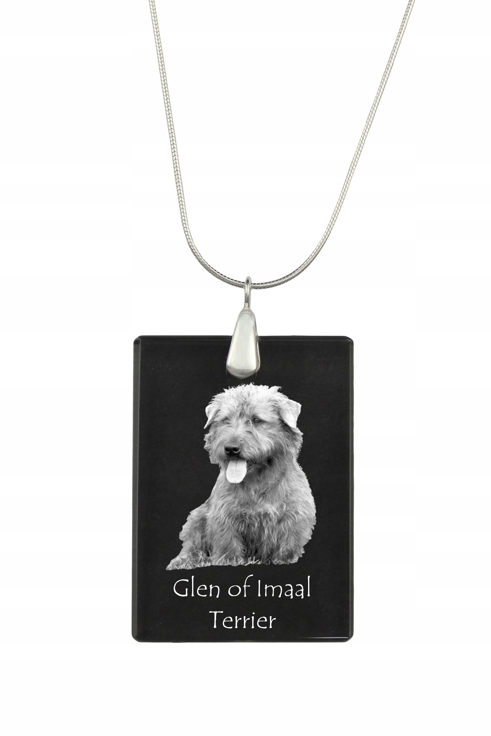 Glen of Imaal Terrier – stříbrný náhrdelník s křišťálovým přívěskem se psem