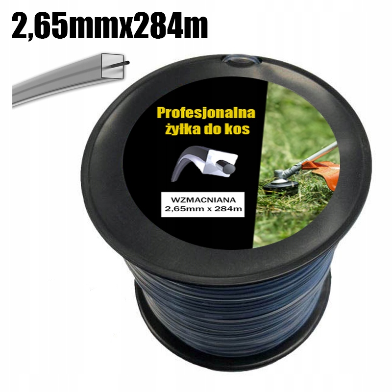 Žacia struna pre kosačky vyžínačov 2,65 mm x 284 m štvorcová, zosilnená