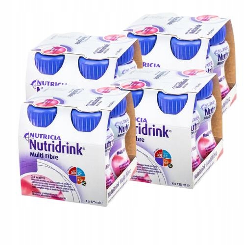 Zestaw 4x Nutridrink Multi Fibre truskawka, 4x125ml