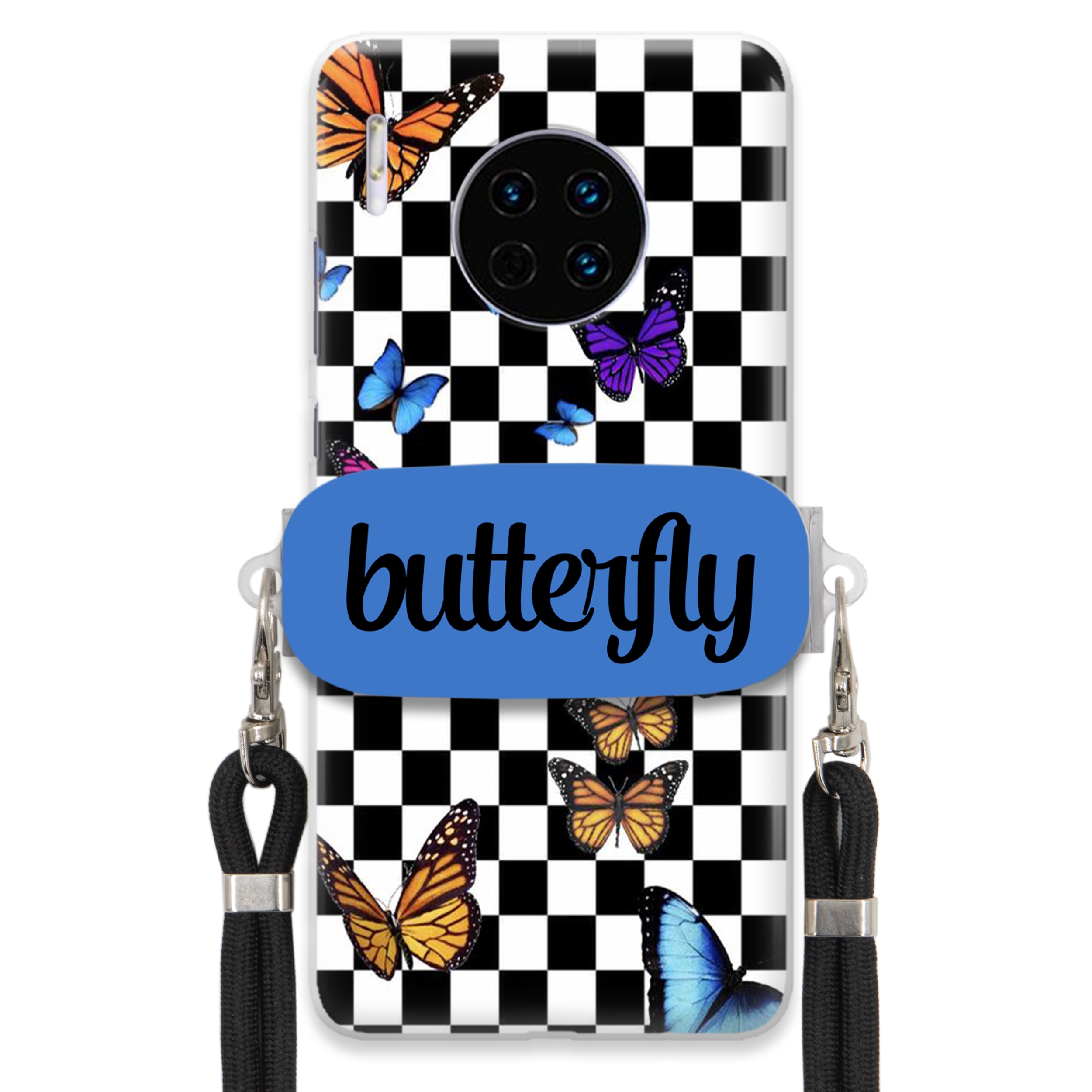 Pouzdro Pro Huawei Mate 30 Pro Case Obdélníkový Úchyt Vodítko Butterfly Motýli
