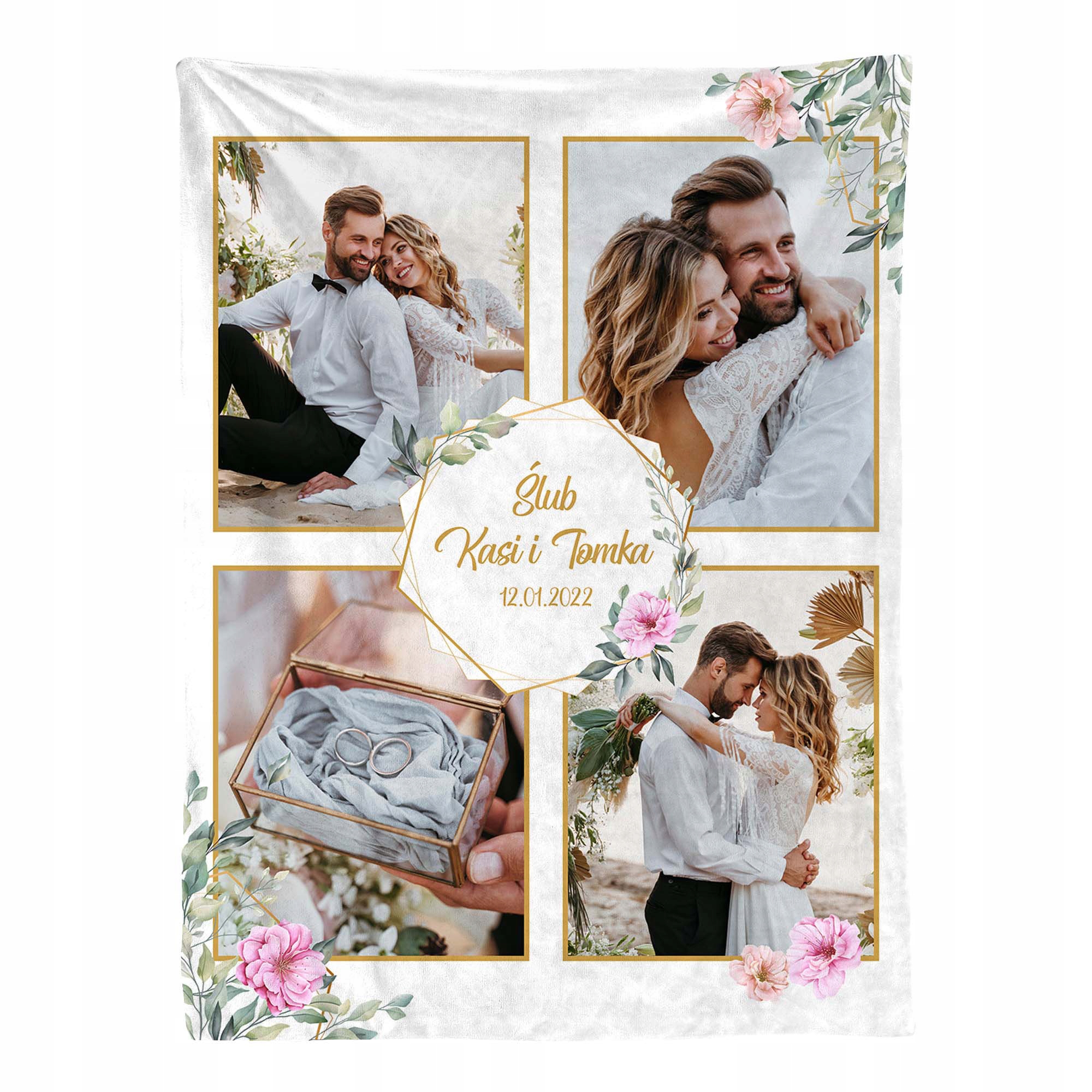 Foto deka s fotografiemi, Dárek 120x150 pro novomanžele, Svatba, Svatební Hostina