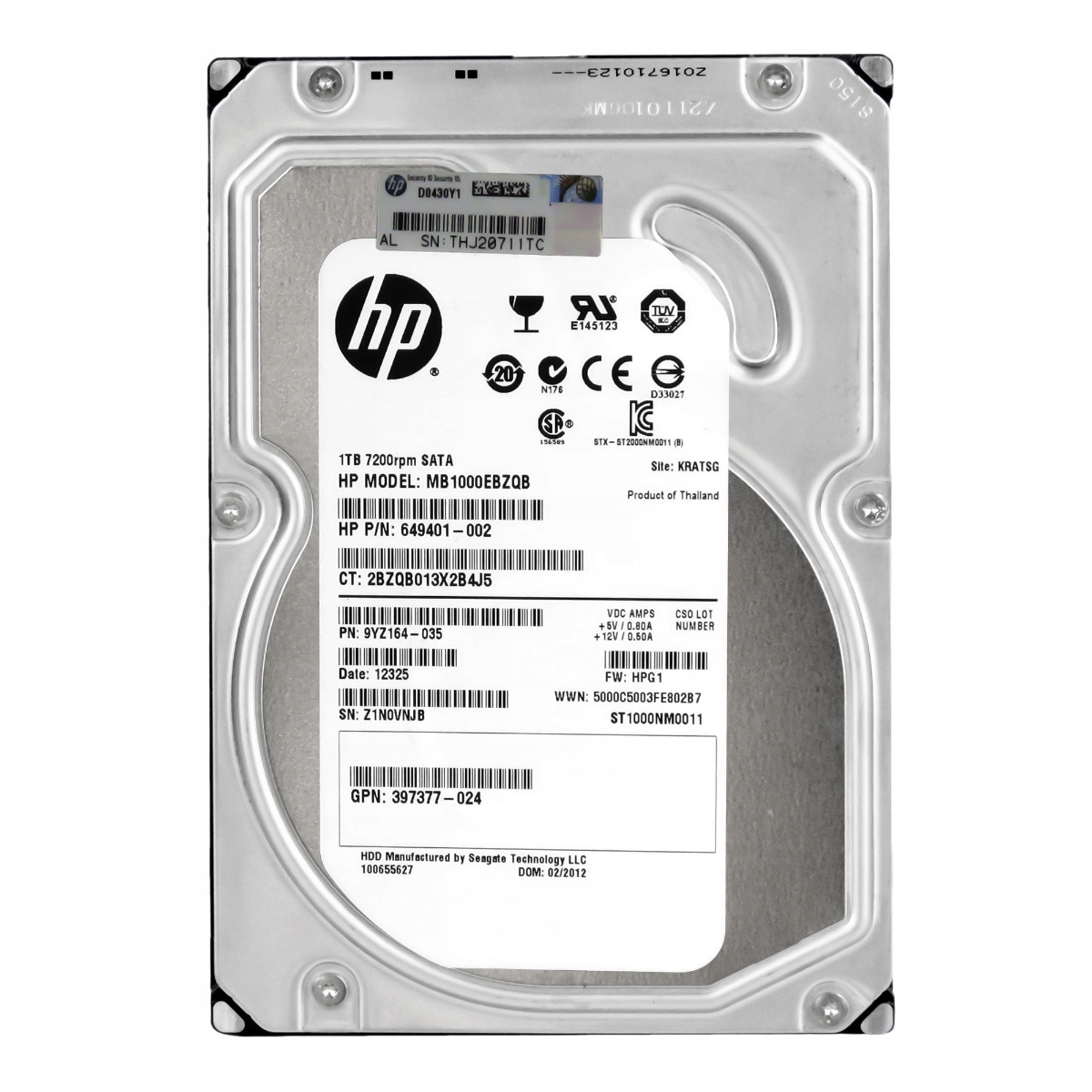 Hp 649401-002 1TB 7.2K 64MB Sata II 3.5'' MB1000EBZQB