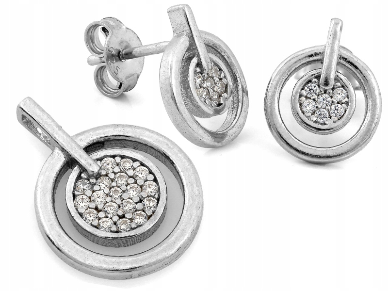 Stříbrný komplet 925 s zirkony, náušnice a přívěskem, váha 2.92 g jako dárek