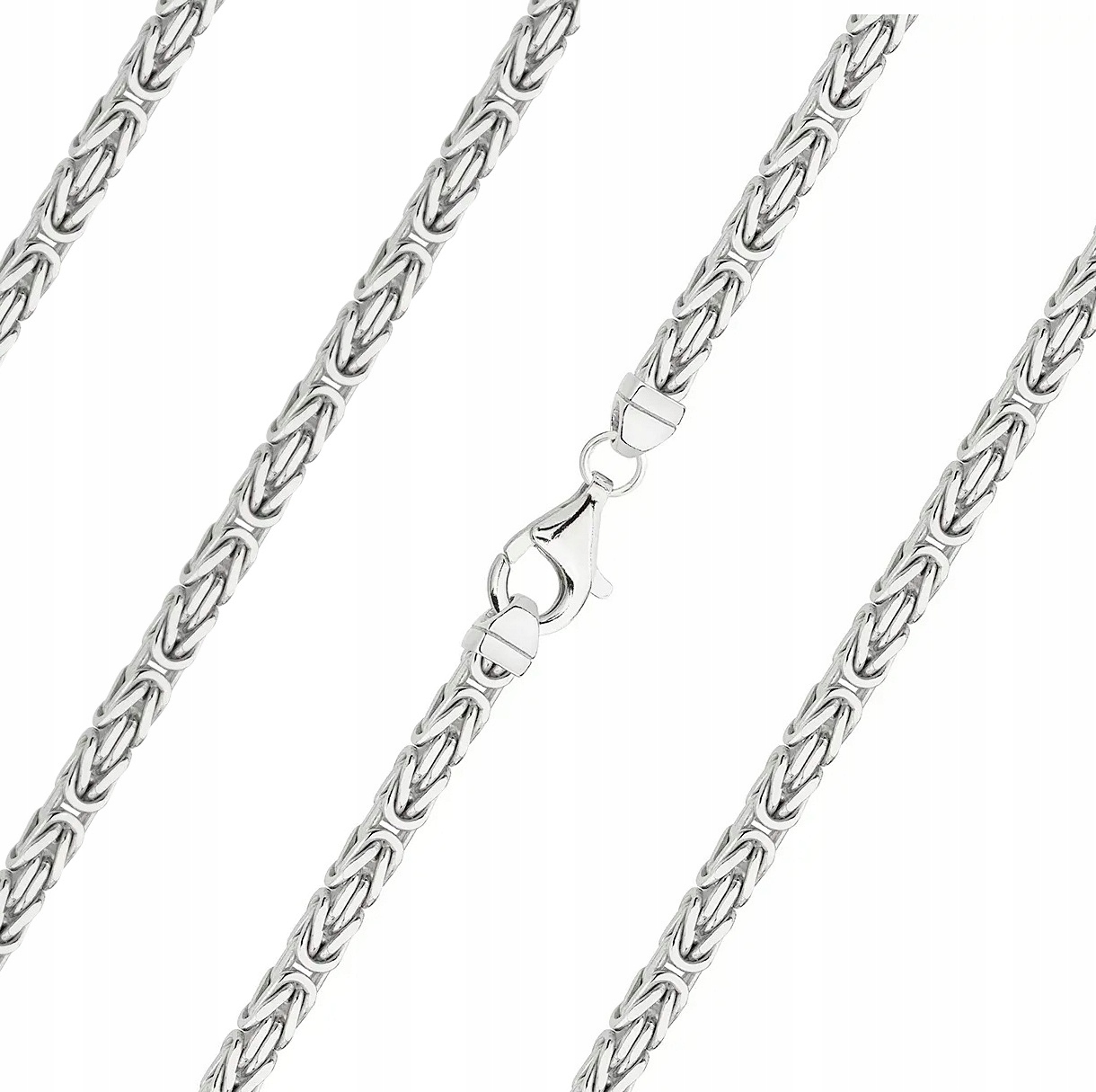 Łańcuszek Srebrny Męski 4 mm Splot Królewski Pełny Diamentowany pr 925