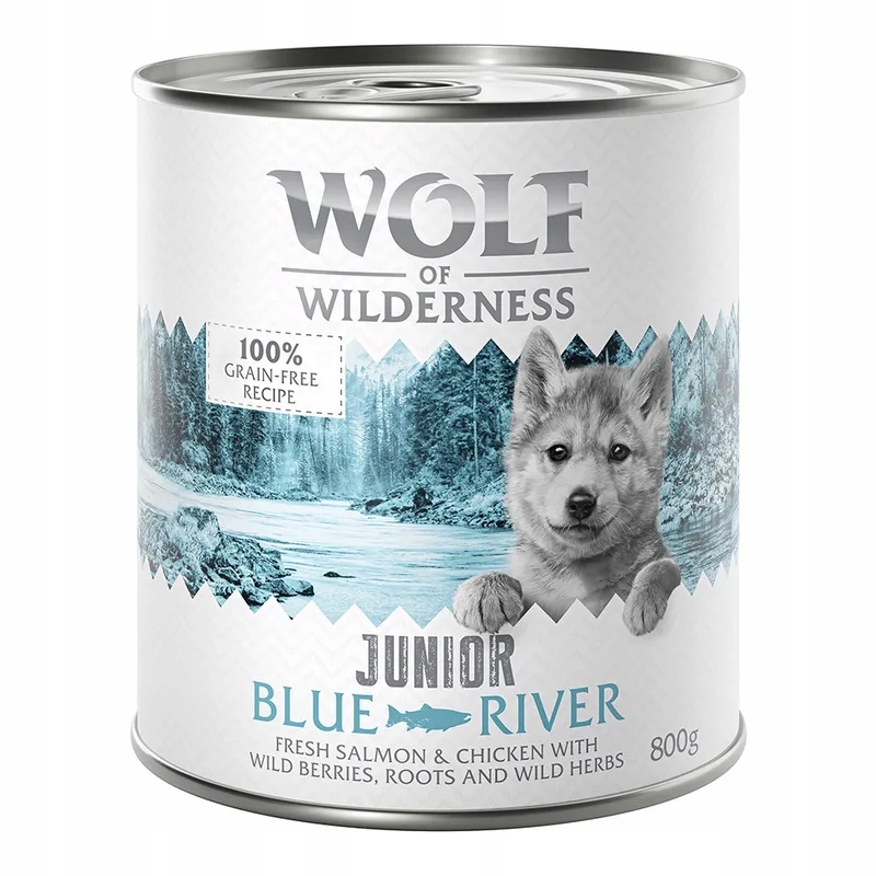 Little Wolf of Wilderness Junior, Blue River kuře a losos 12 x 800 g