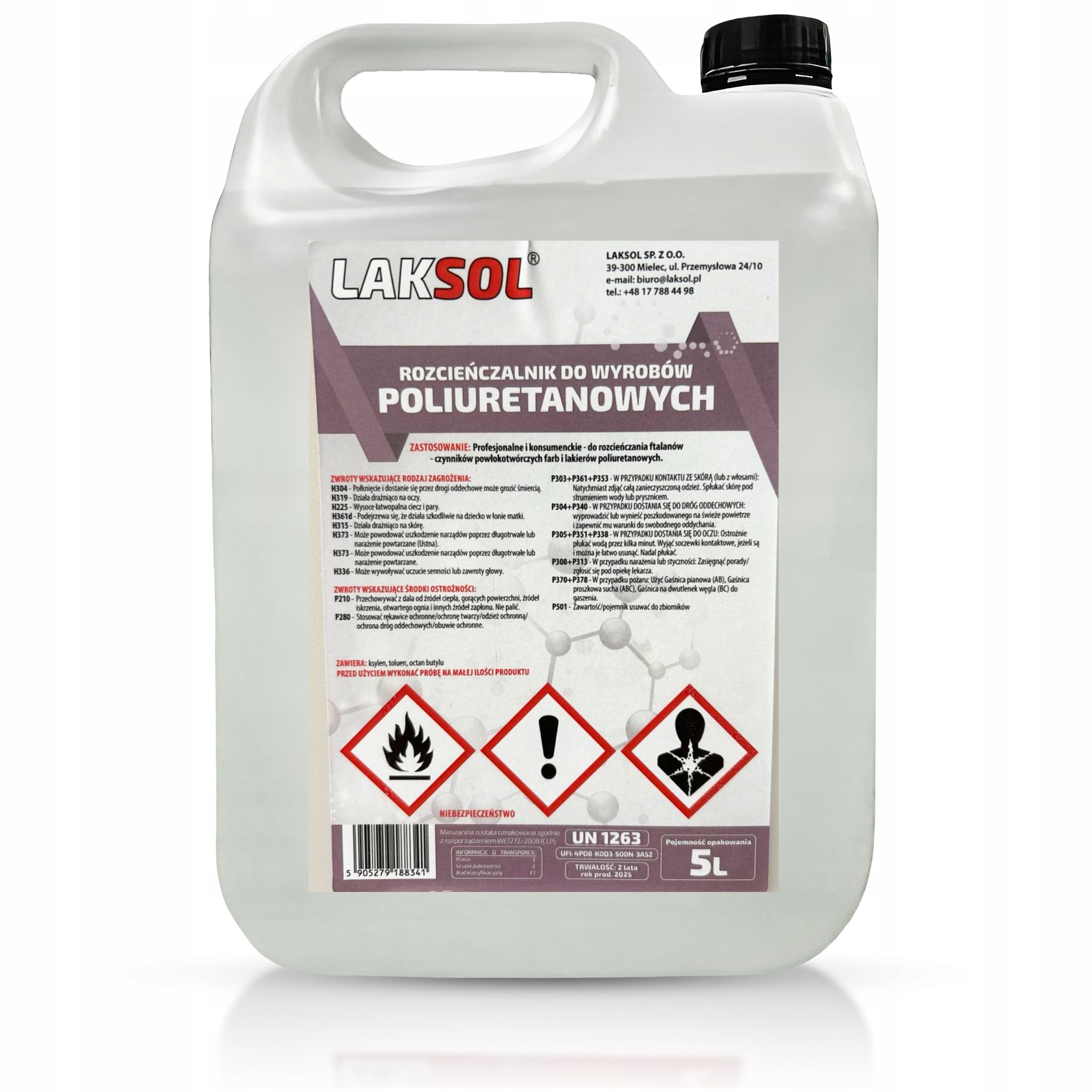 Rozpuszczalnik 5L Rozcieńczalnik Poliuretanowy Wyrobów Poliuretanowych Farb