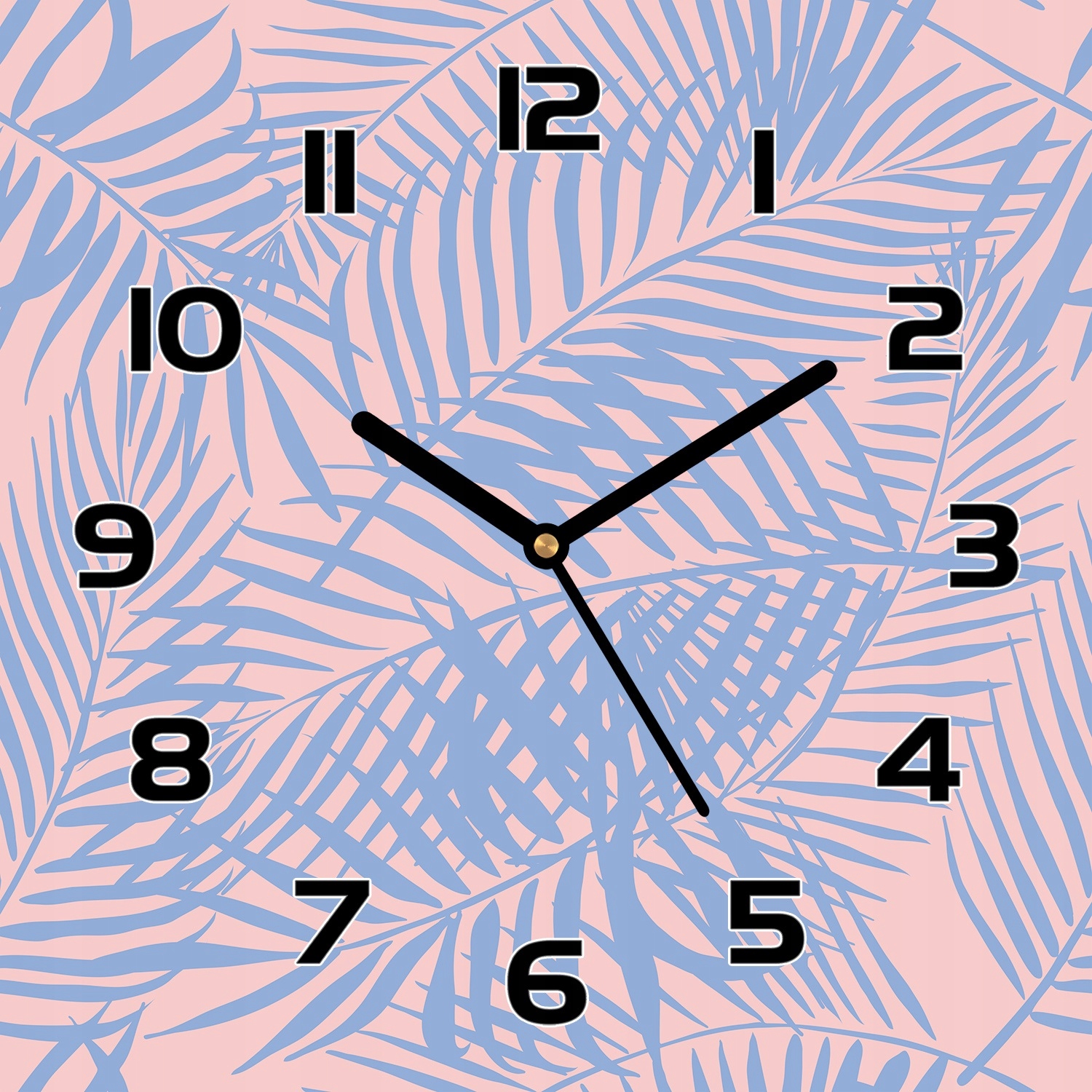 

Zegar na szkle do salonu Palmowe liście 30x30 cm