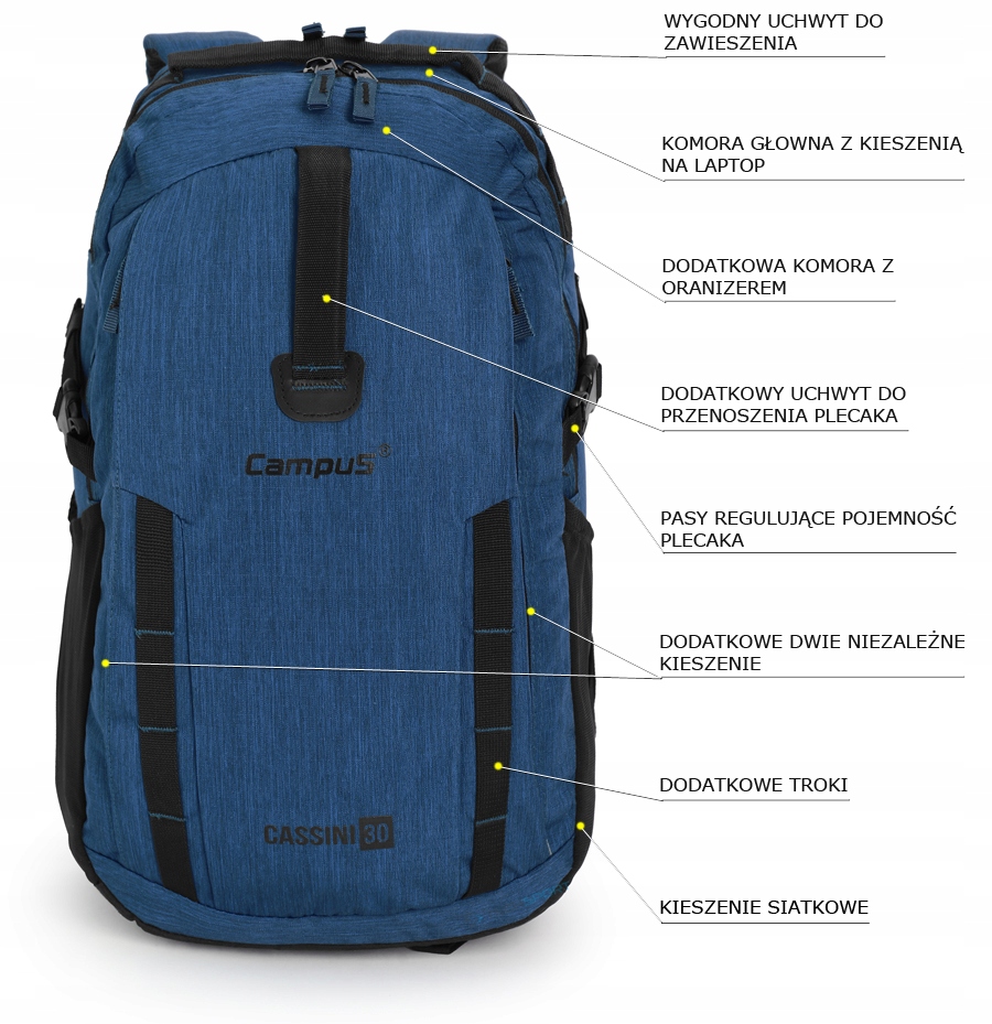 PLECAK MIEJSKI CAMPUS CASSINI 30L BLACK WEEKS FRIDAY Model plecak