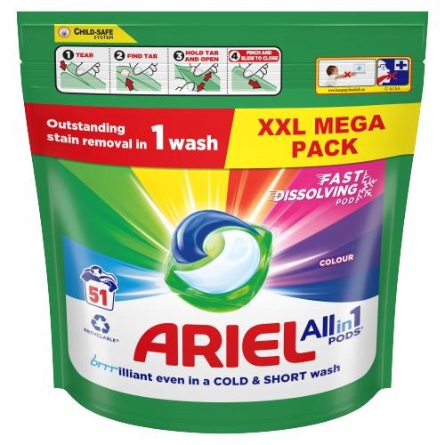 Levně Ariel All In One Pods Kapsle na praní Color 51 kusů