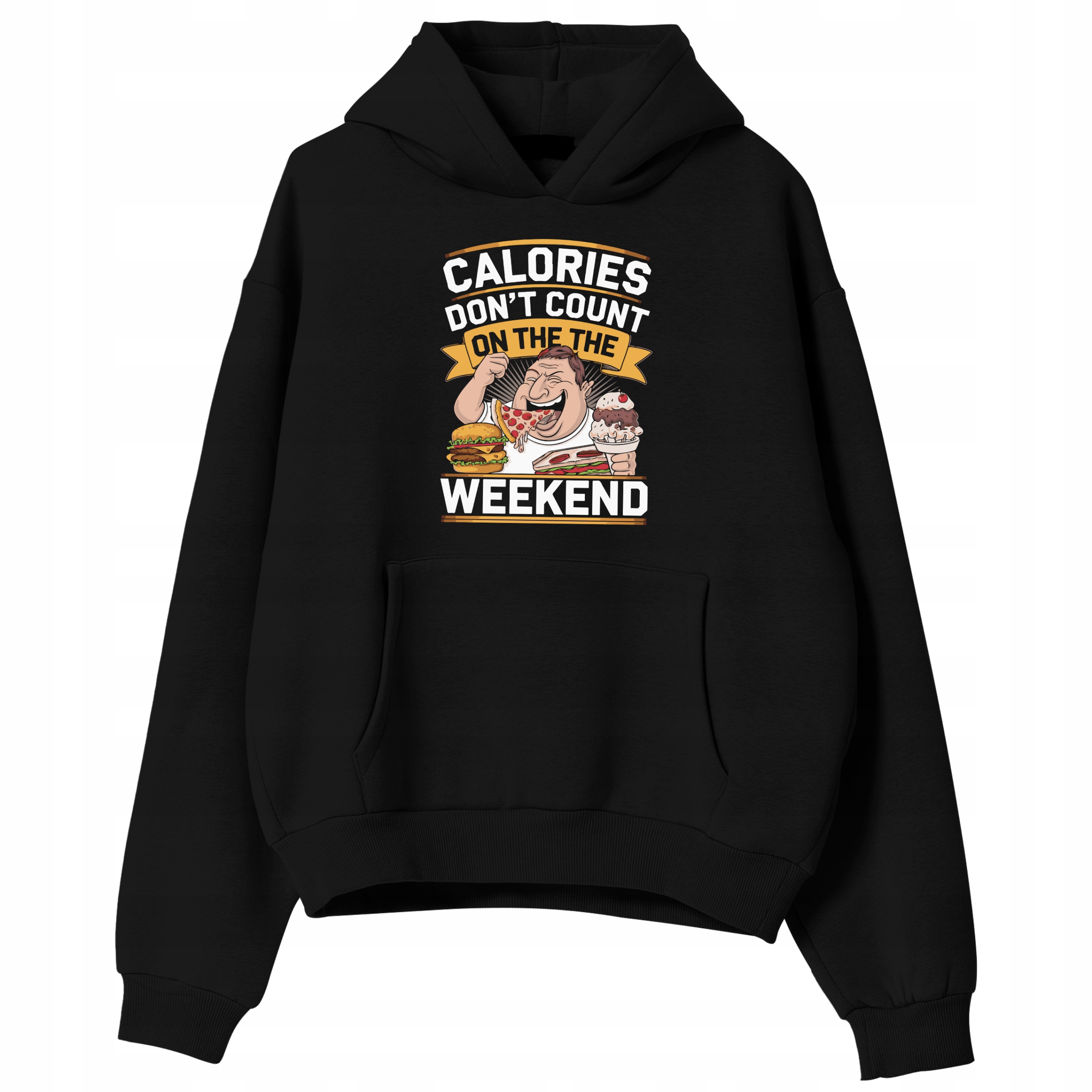 Pánská Mikina Černá Don't Count Calories S Kapucí Teplá Módní vzor Vel L