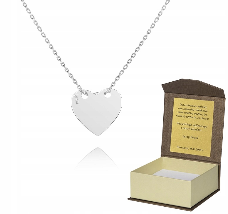 925 Stříbrný řetízek 50 cm Srdce Dedikace A5Z82