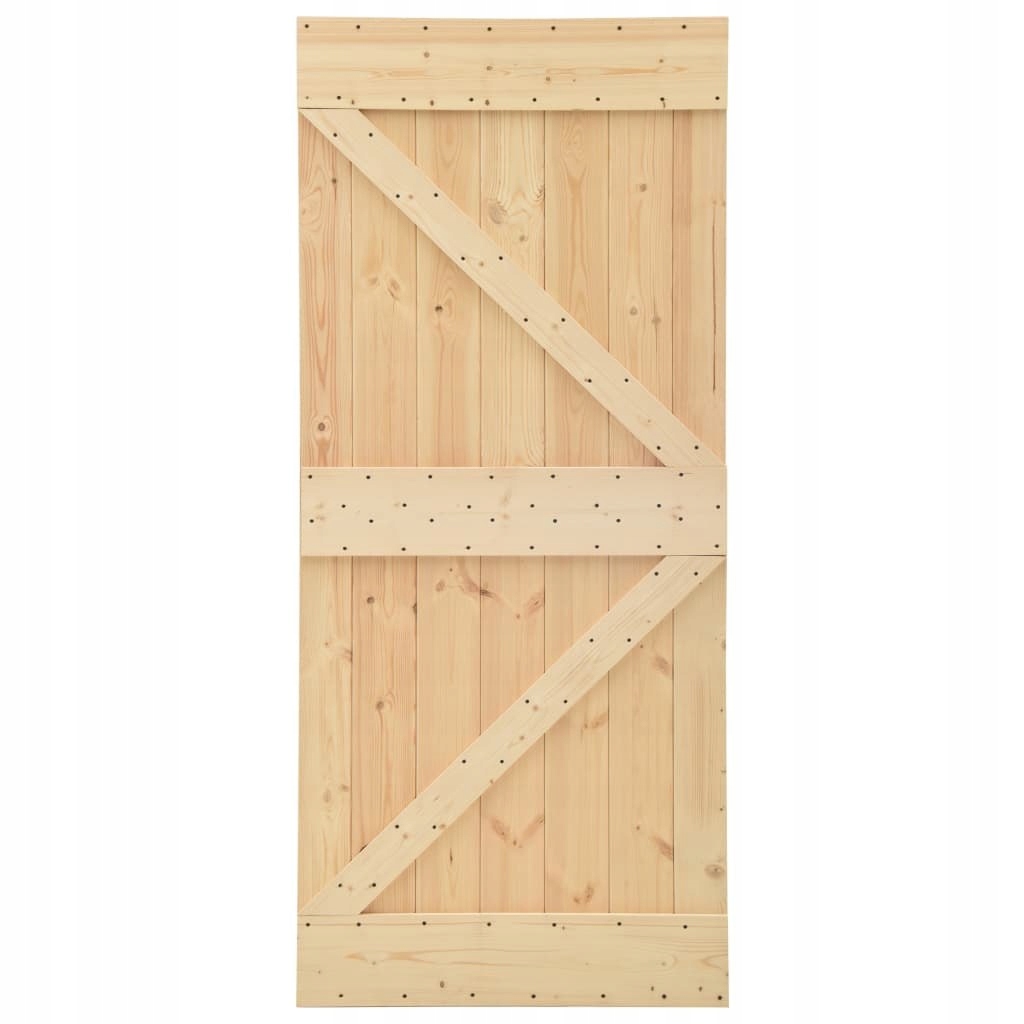 DRZWI PRZESUWNE Z OSPRZĘTEM 80X210CM DREWNO SOSNOW Typ Pełne