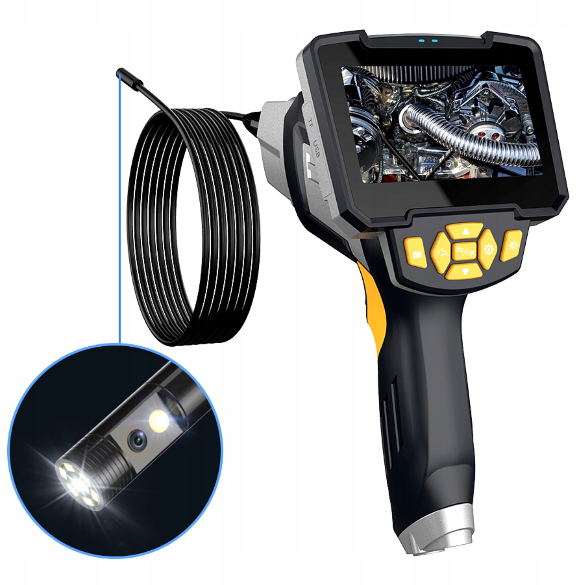 KAMERA INSPEKCYJNA WARSZTATOWA ENDOSKOP DUAL IP67 OŚWIETLENIE LED KABEL USB Marka Benetech