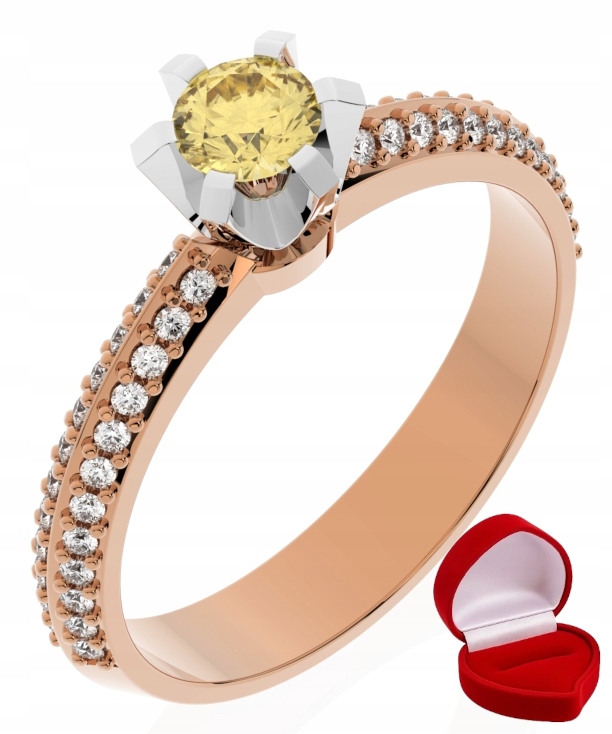 Zlatý Prstýnek 585 14k Safír 0,24 ct Růžové Zlato R7