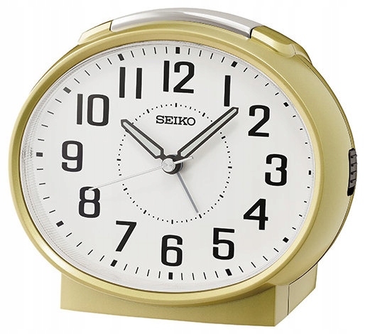 Velký Zlatý Oválný Budík Seiko QHK059G, Hlasitý Alarm, Tichý Mechanismus