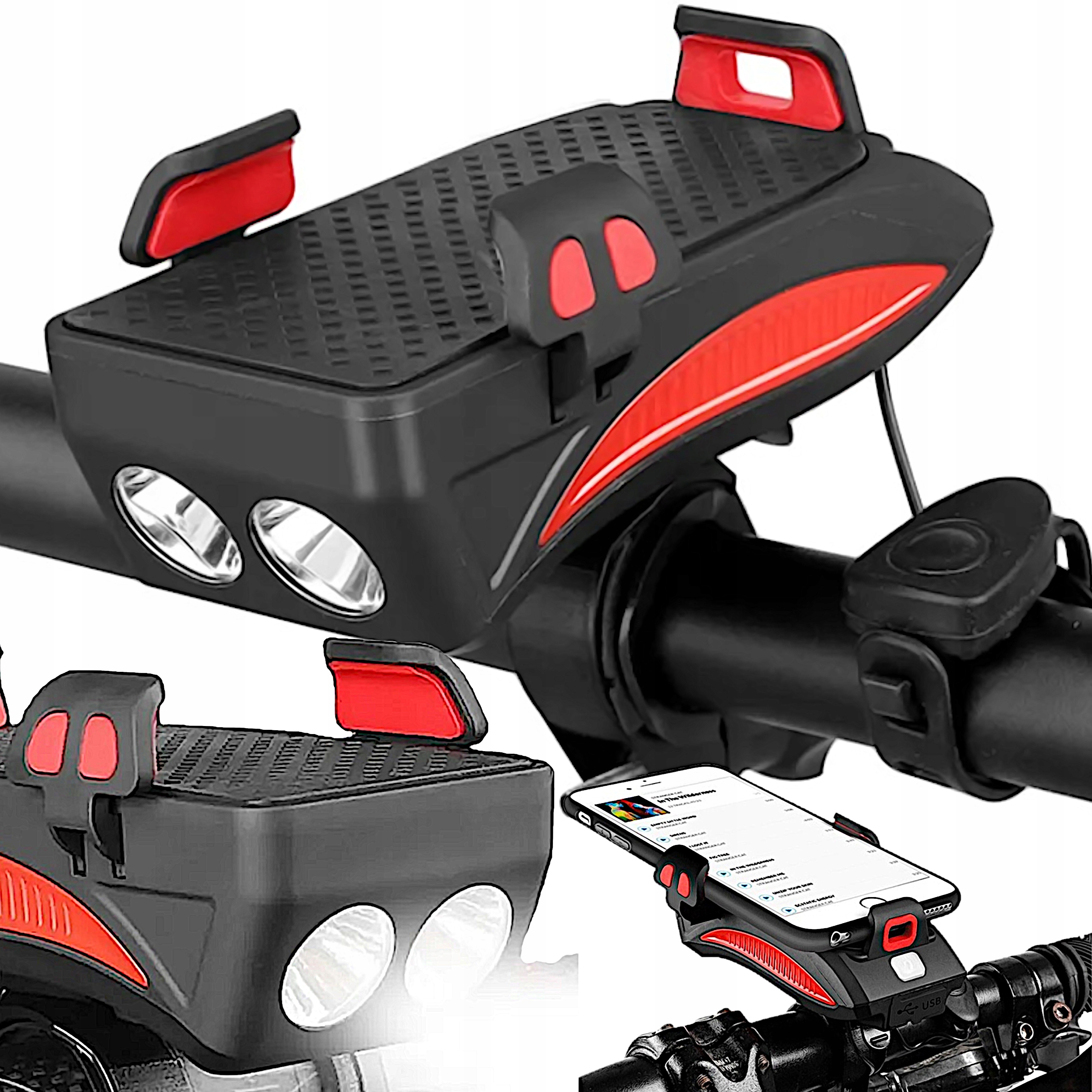 LAMPKA ROWEROWA LED PRZÓD MOCNA POWERBANK KLAKSON