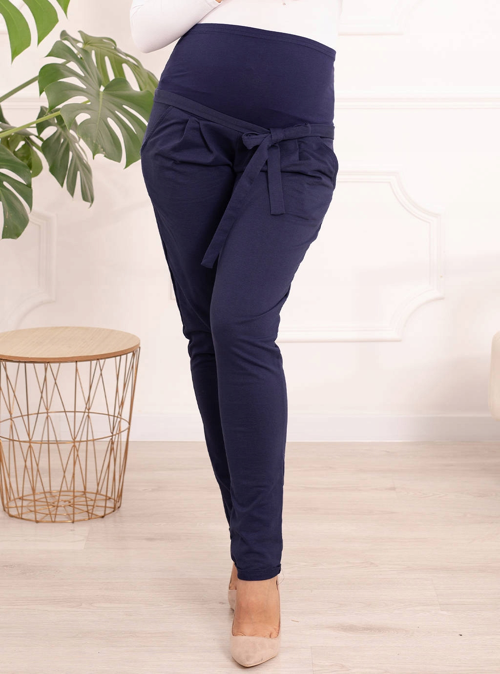 SPODNIE CIĄŻOWE DRESOWE Z PANELEM KOKARDKA M Płeć kobieta