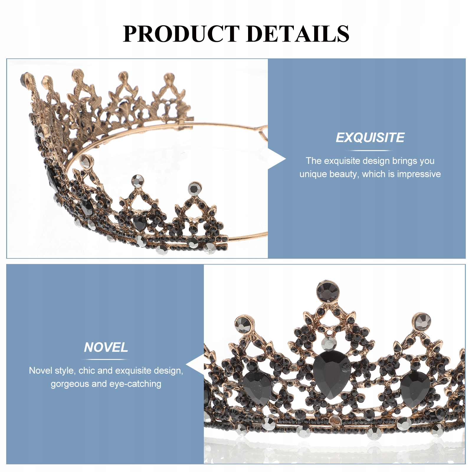 Korona Ślubna Retro z Opaską+Czarny+Uniwersalna Rodzaj brak informacji