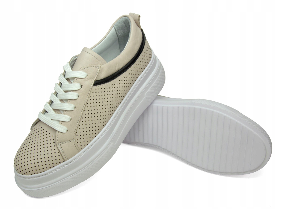 Dámské tenisky Vacarro footwear 1416 Beige, 37, přírodní kůže, platforma