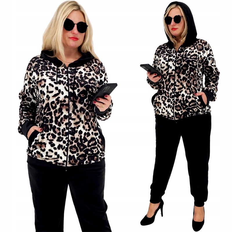 Módní Velurový Rozepínací Dámský Set Teplákovka Mikina Kalhoty 4XL 5XL