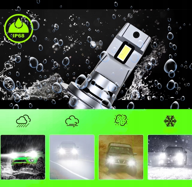 ŻARÓWKI H7 LED HOMOLOGACJA h7 XENON H7 BIAŁE RETROFIT CANBUS H7 WHITE MOCNE Moc 80 W