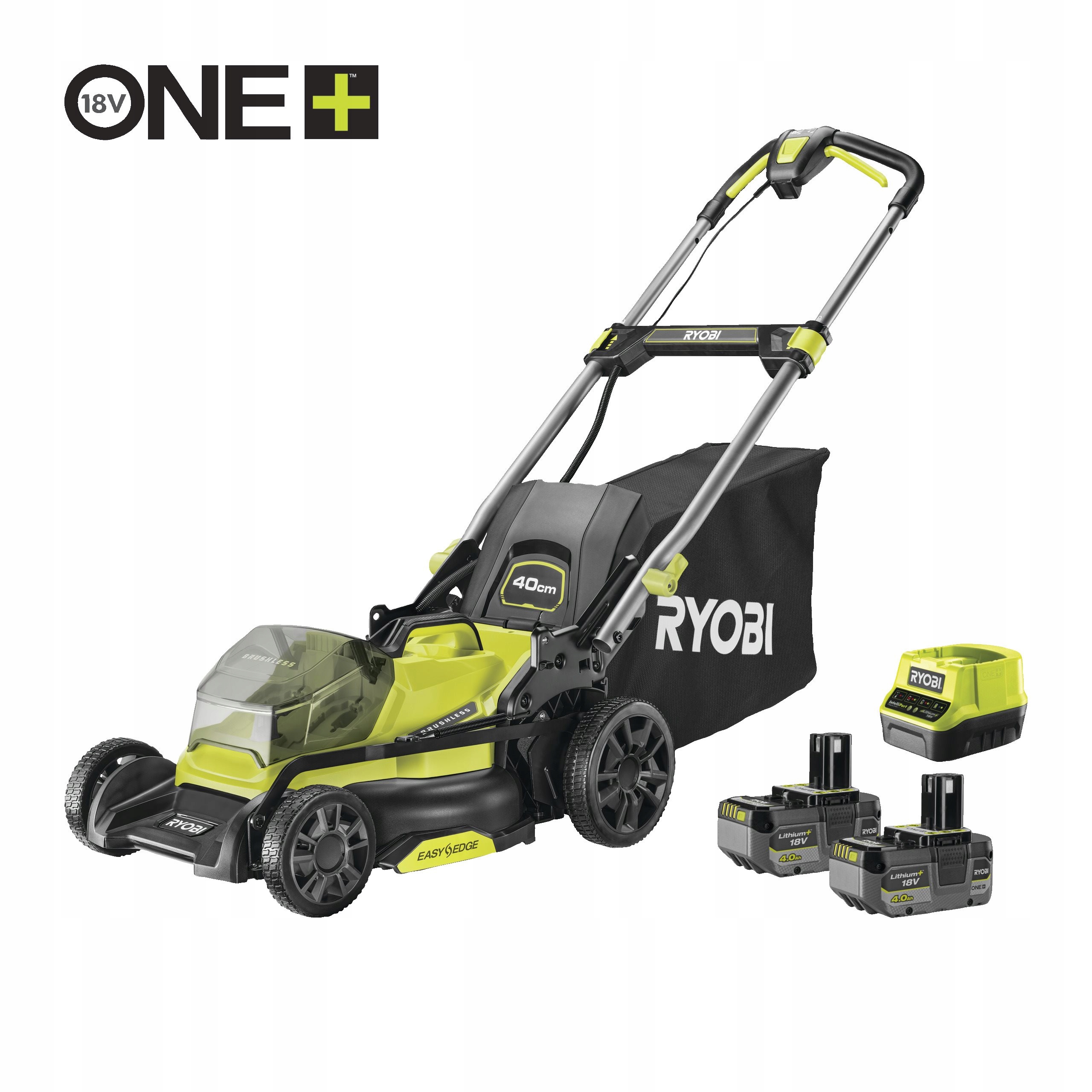 Ryobi RY18LMX40C-240 18V One+ Bezuhlíková kosačka na trávu záber 40cm 2x4.0