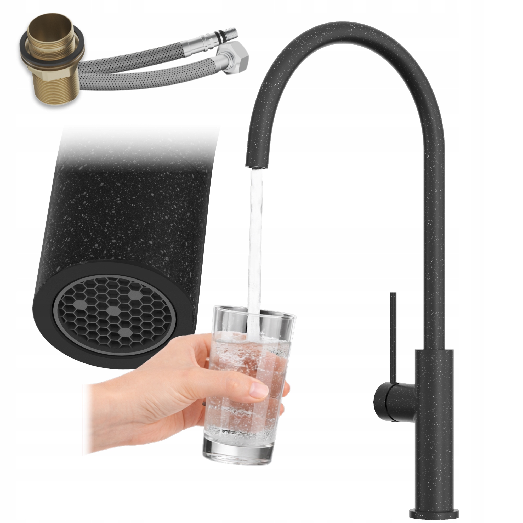 Kuchyňská baterie Kran Granit Otočný stojanový výtok Prestige Slim Premium