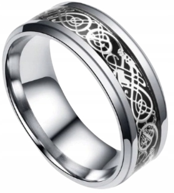 Srebrny Pierścień Sygnet Celtycki Smok Punk STAL