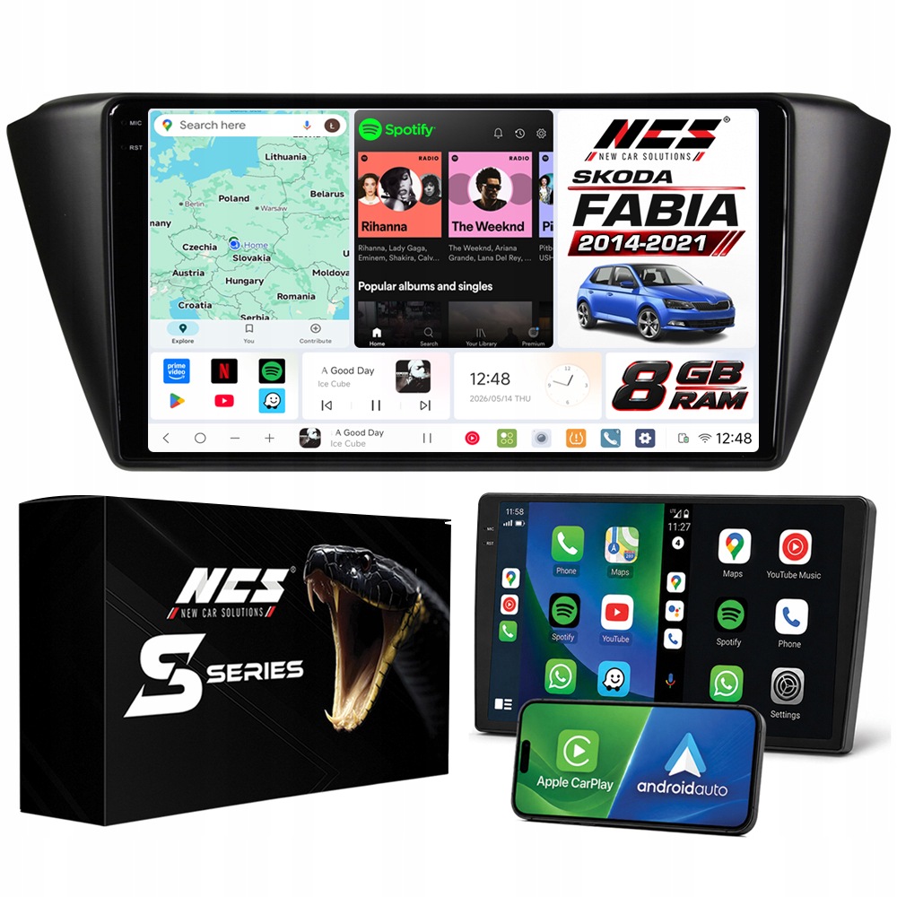 Rádio Navigace Ncs DS9 Škoda Fabia III 2014-2021 Android 8GB Lte 9″