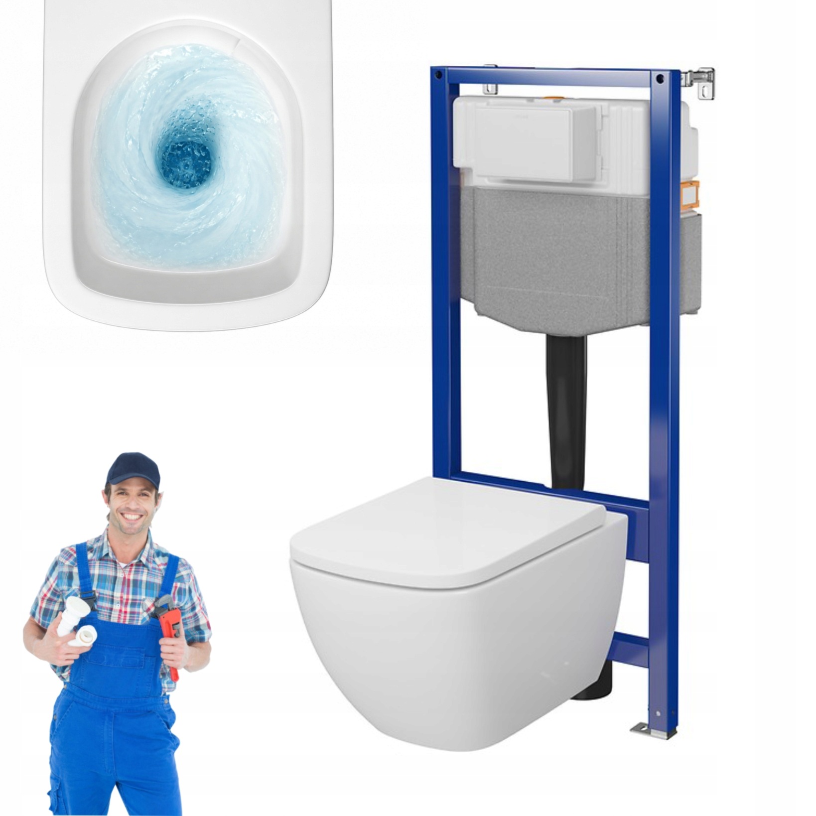 Cersanit konstrukce Aqua 50 mech závěsná Wc mísa Square Zen vortex deska