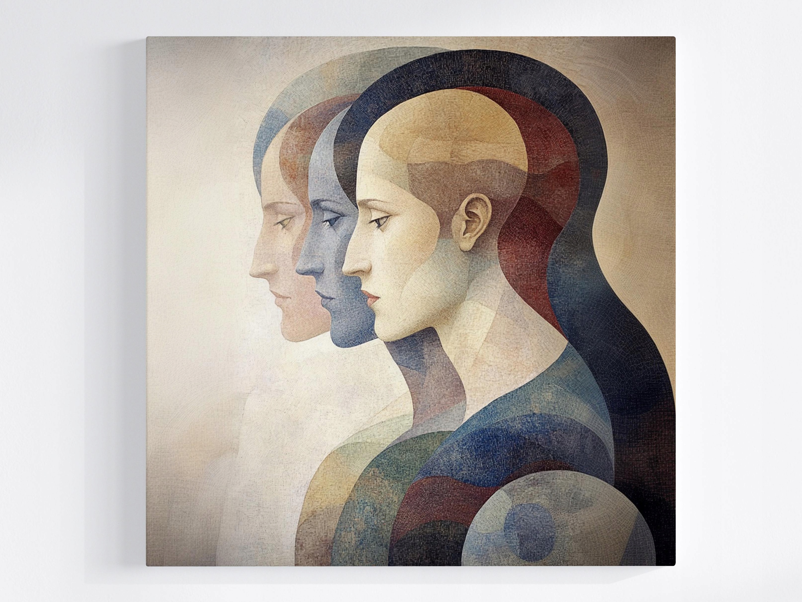 Obraz Na Plátně Canvas Abstrakce Portrét Profil Tvář Mozaika Trio 50x50