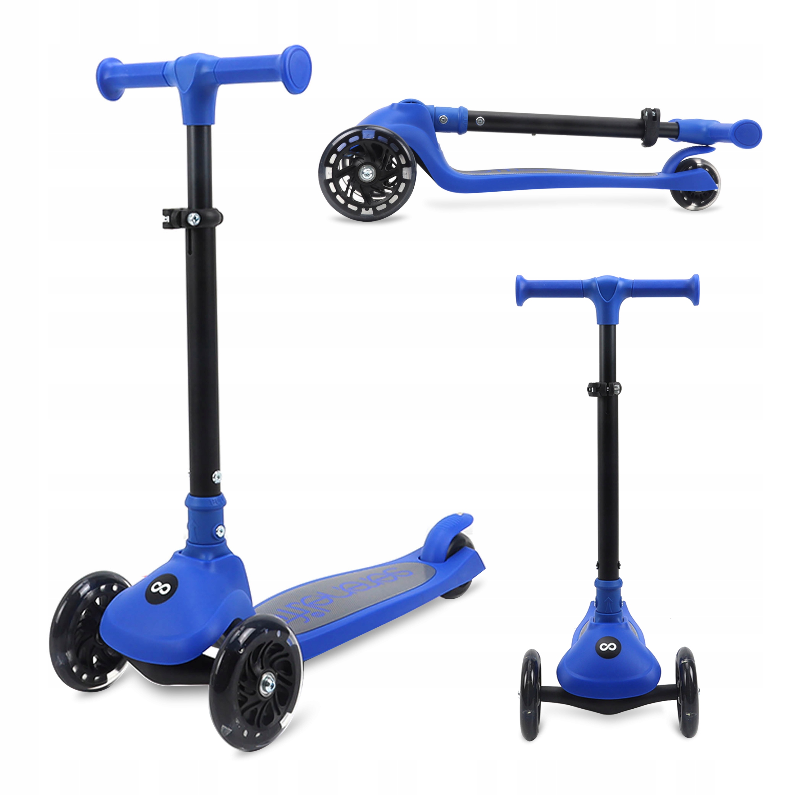 Hulajnoga Dla Dzieci Trójkołowa Balansowa Niebieska Hurtle Led