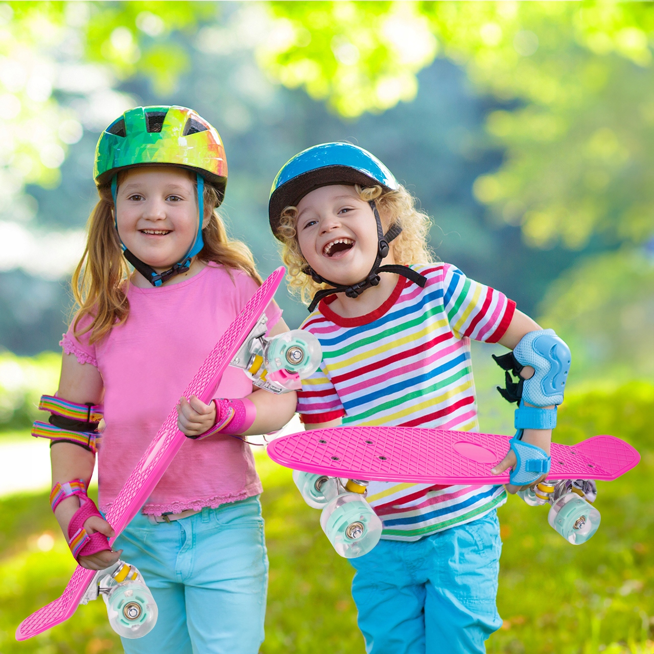 FISZKA DESKOROLKA DLA DZIECI ŚWIECĄCE KOŁA LED 65CM RÓŻOW MIETOWA ABEC7 Szerokość decku 15 cm