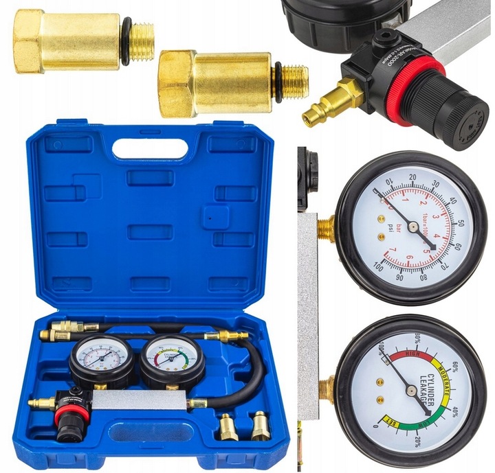 Tester Szczelności Cylindrów Miernik Kompresji Benzyna Manometry 0-7 Bar