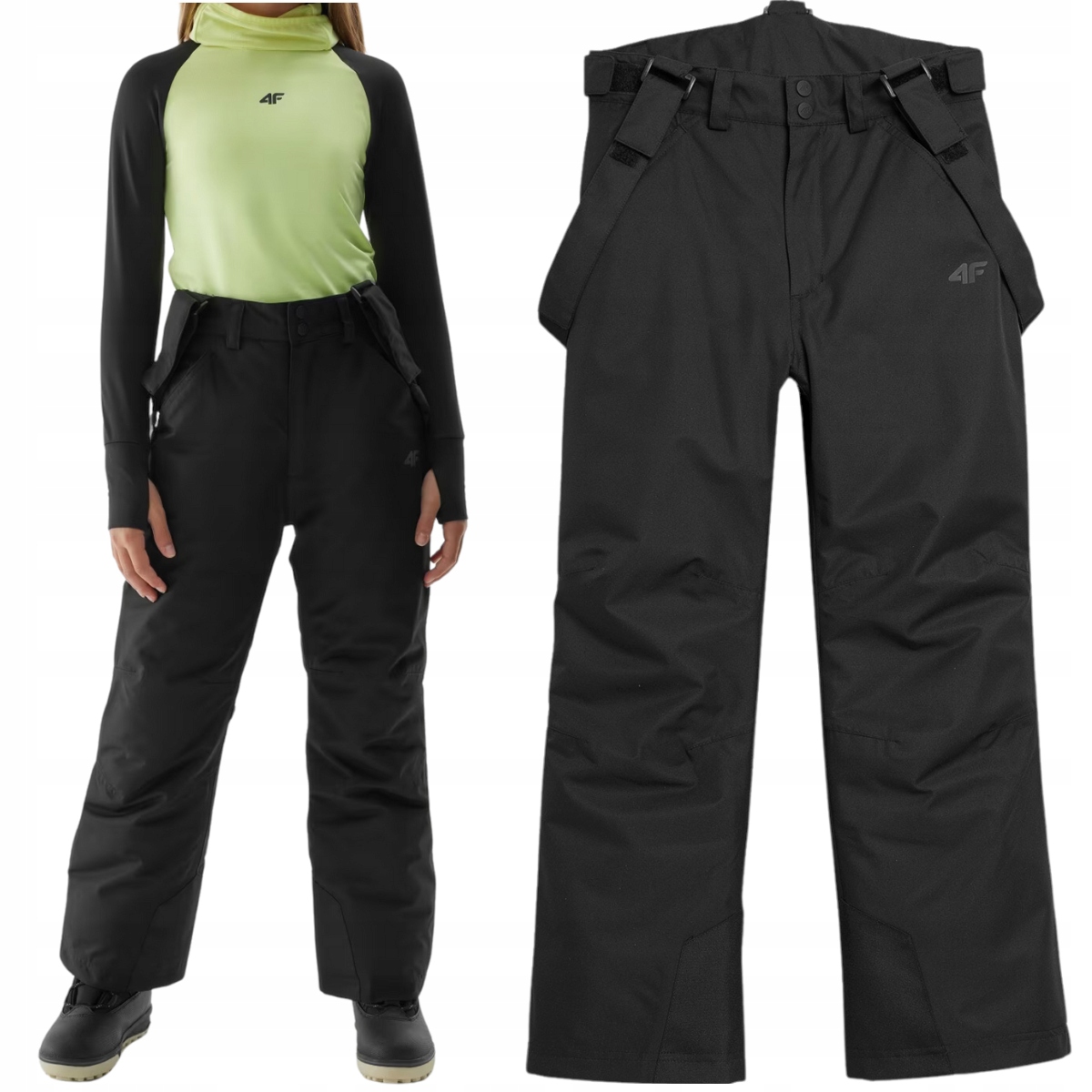 Spodnie Narciarskie 4F Zimowe Dziecięce Czarne Membrana 8000 r. 140 cm