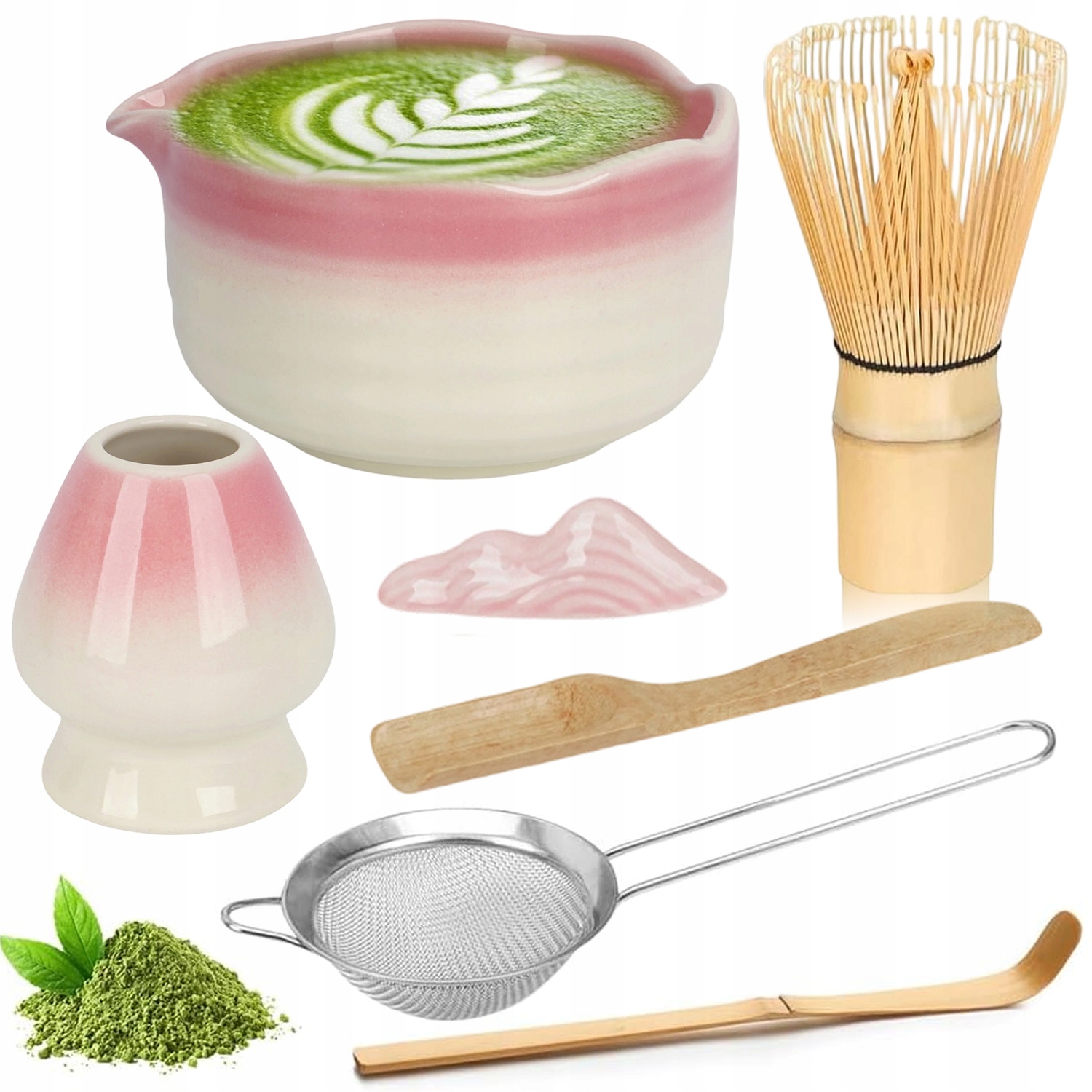 Zestaw Prezentowy 7SZT Do Herbaty Matcha Zestaw Do Parzenia Matchy Łyżka
