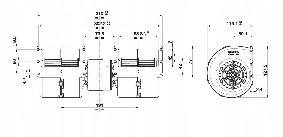Dmuchawa wentylator SPAL 008 A45 02 12V Part number 008 A45 02
