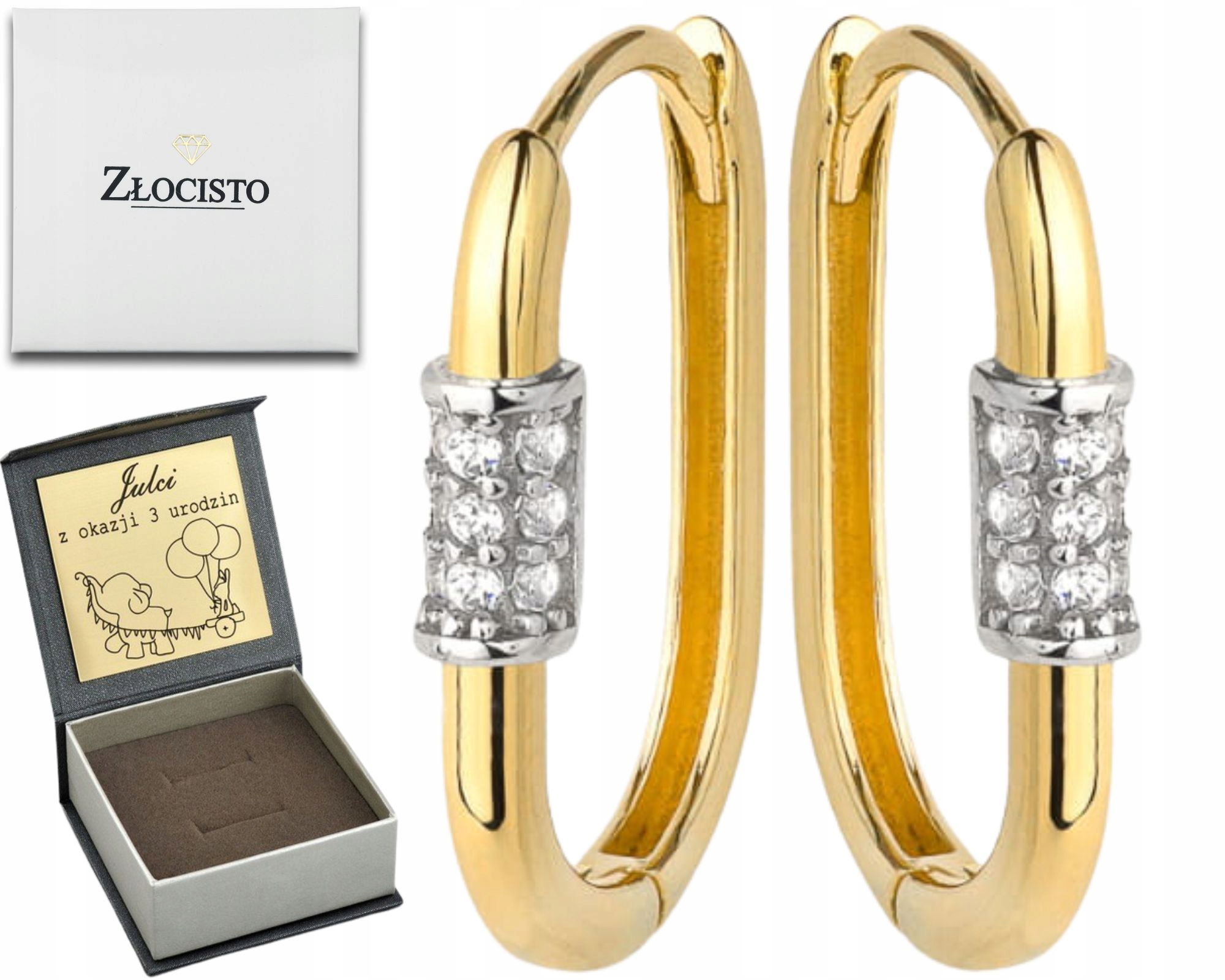 Zlaté Náušnice S Kroužky A Zirkony Jako Dárek K Gravírování Zlato 585