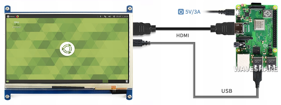 Wyświetlacz LCD IPS HDMI 1024×600 PC lub Raspberry Pi WaveShare Symbol 7inch HDMI LCD (C) ver 3.1