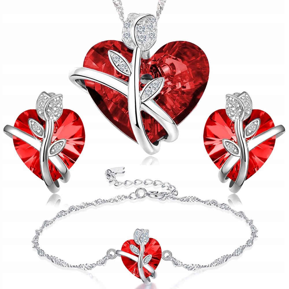 Stříbrný komplet šperků swarovski srdce růže stříbro 925