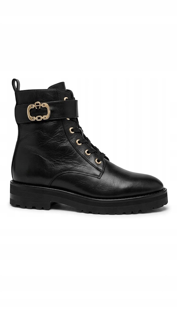 Aigner Černé Kotníkové Boty S Ozdobnou Mašličkou Z Přírodní Kůže 37 3EA