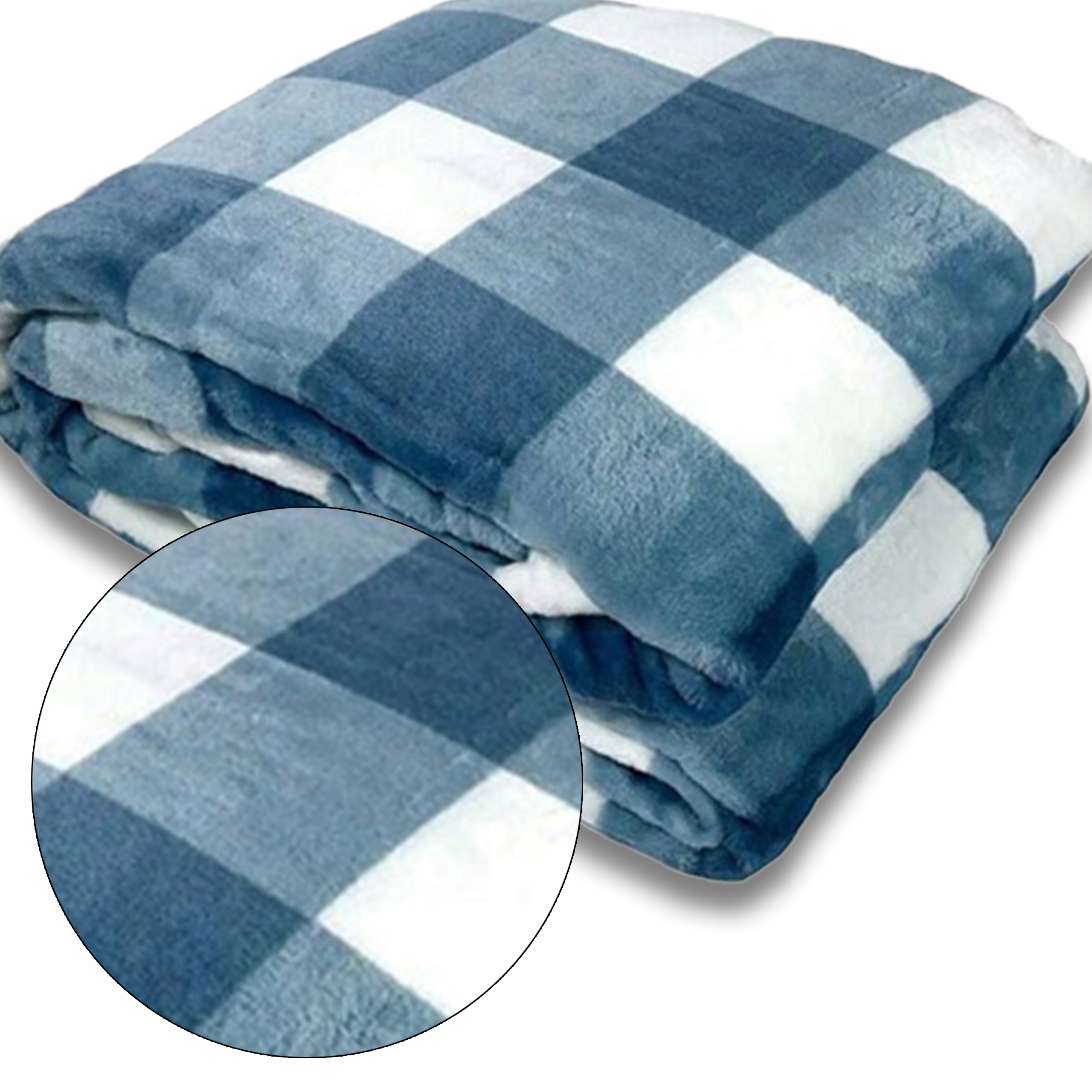 

Miękki koc narzuta pled 160x200 Kratka niebieski