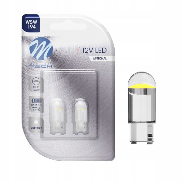 

Żarówki W5W T10 Led Diody Soczewka Szklana Zimna