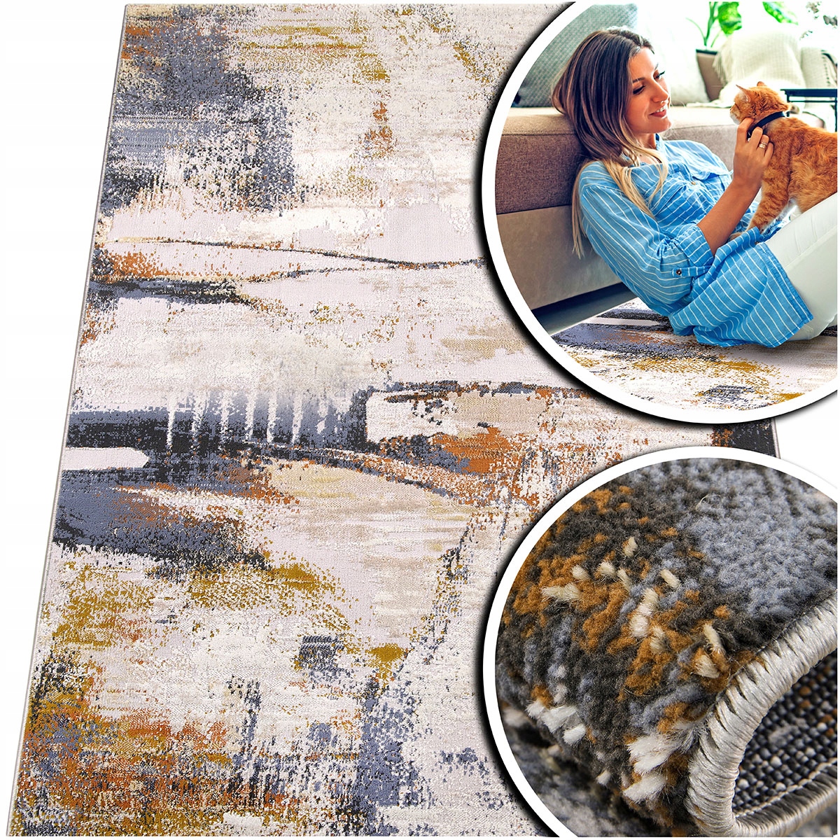 Šedý Koberec Do Obývacího Pokoje Laila Béžový Modrý Koberec Do Ložnice Loft 200x300