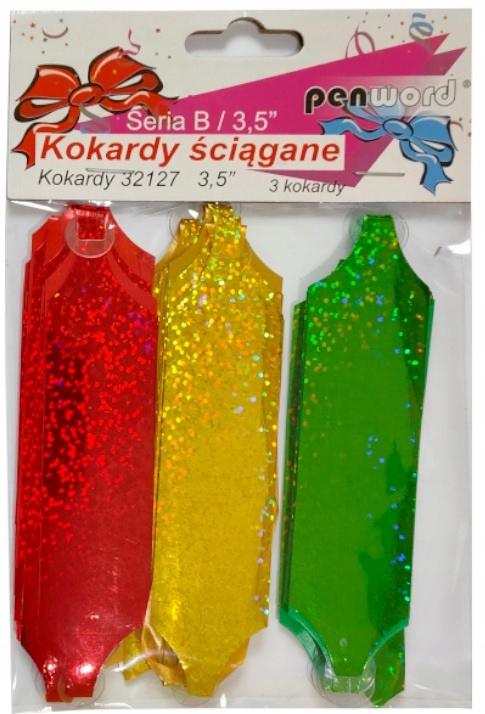

Kokardy kolorowe metaliczne ściągane 3szt. Penword