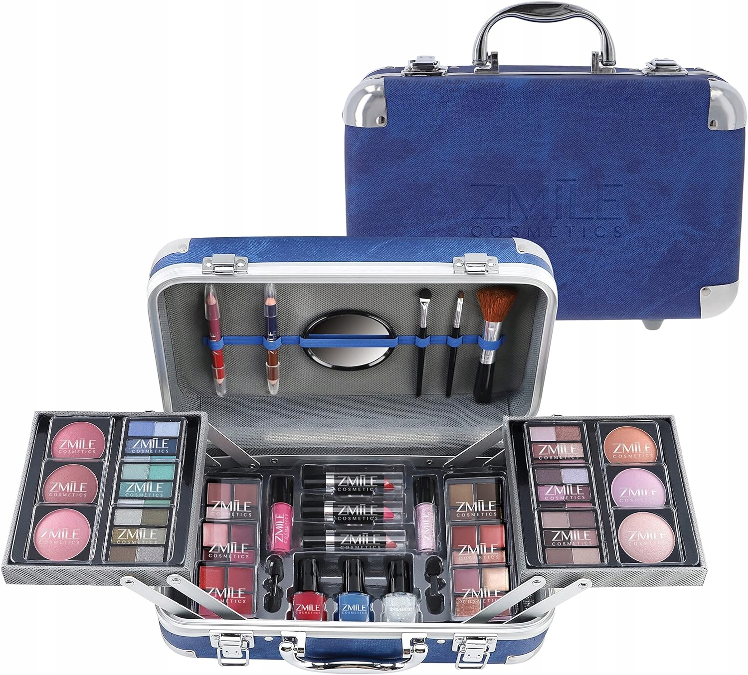 ZMILE COSMETICS TRAVELLER BLUE KUFEREK Z KOSMETYKAMI